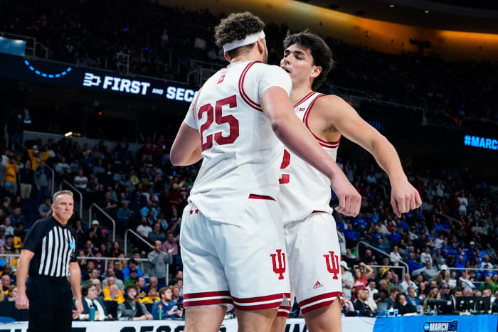 Race Thompson (25) reacts with guard Trey Galloway (32) in the first half against the Kent State Golden Flashes at MVP Arena.